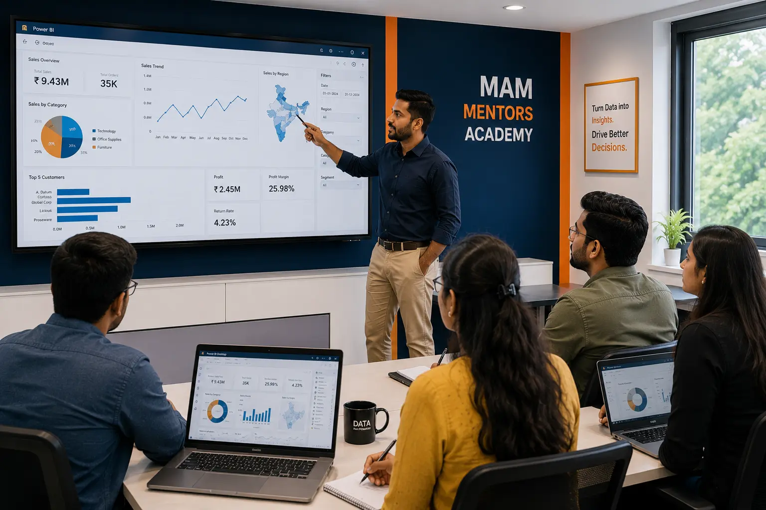 Power BI training session at Mak Mentors Academy Laxmi Nagar