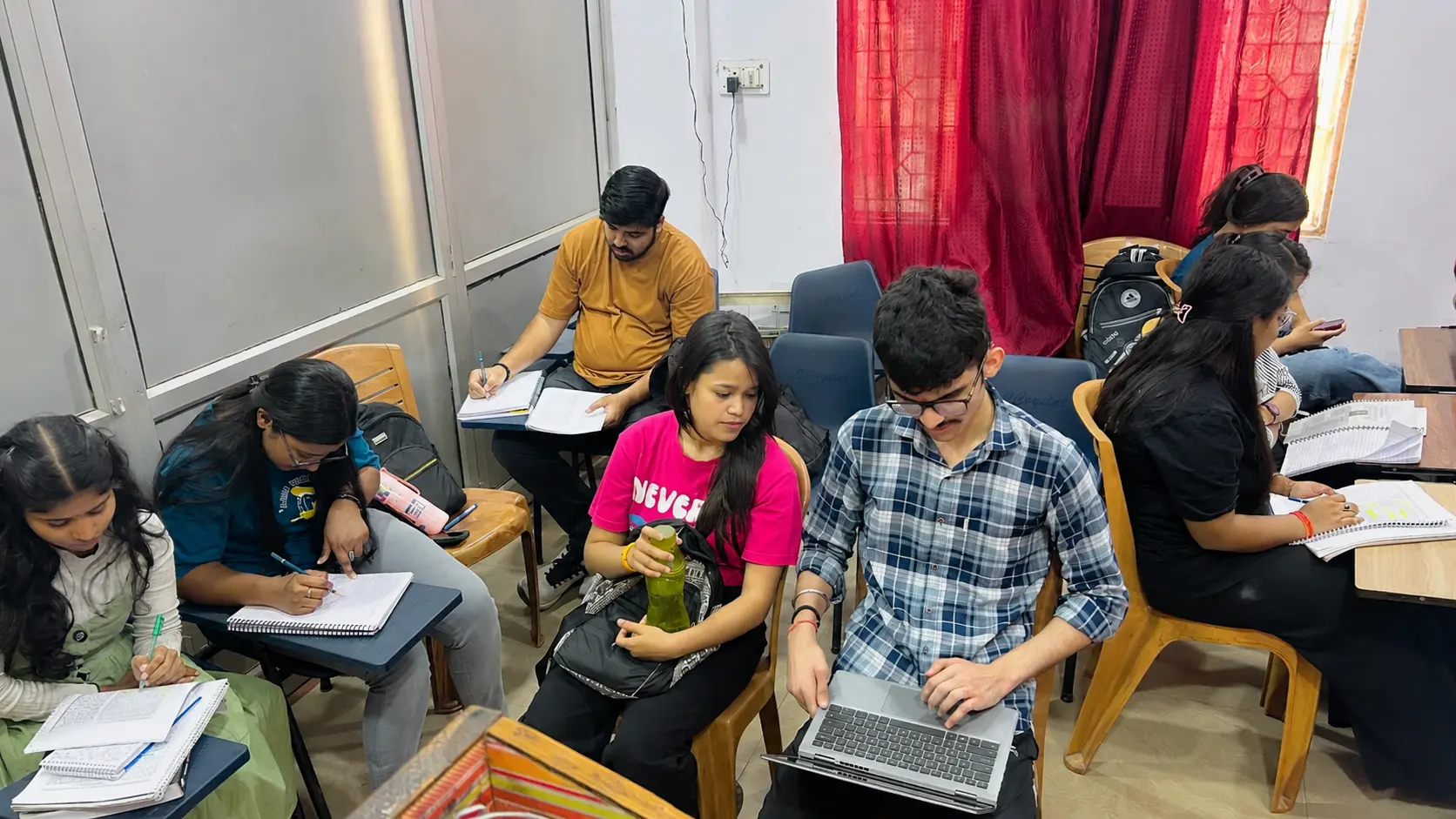 Students building Power BI dashboards in classroom