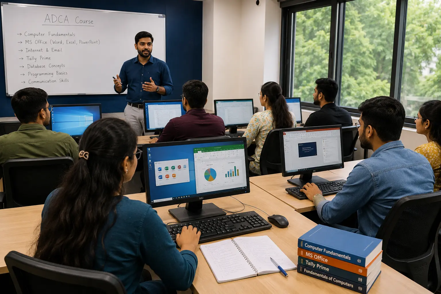 ADCA Course in Laxmi Nagar Delhi students in computer lab training